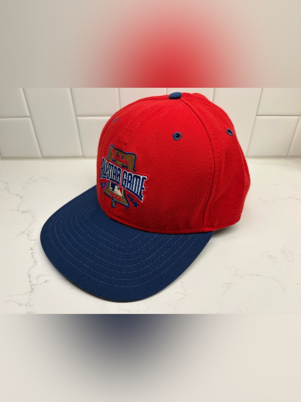 Vtg 1996 MLB All Star Game Phillies New Era Snapback Hat Made in USA Red Blue⁠